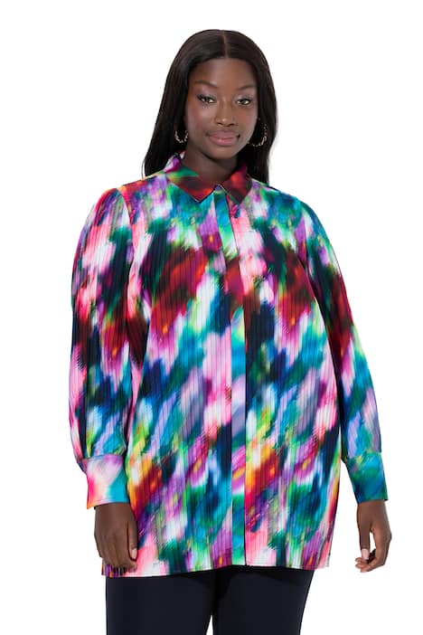 Plisovaná halenka, A střih, límeček, dlouhé rukávy