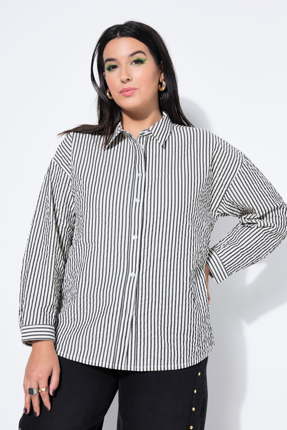 Große Größen Hemdbluse, Damen, beige, Größe: 58/60, Polyester/Baumwolle, Studio Untold