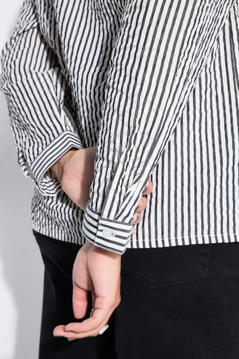 Skjortebluse, oversized i bæk og bølge med striber