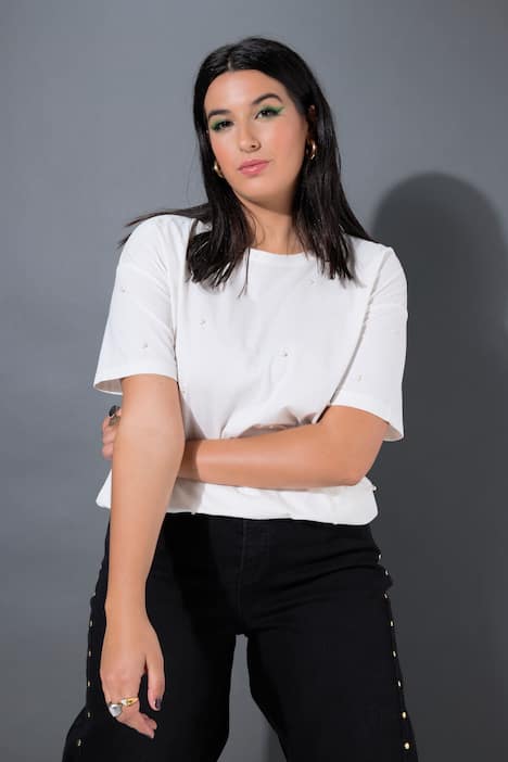 T-Shirt, Zierperlen, Halbarm