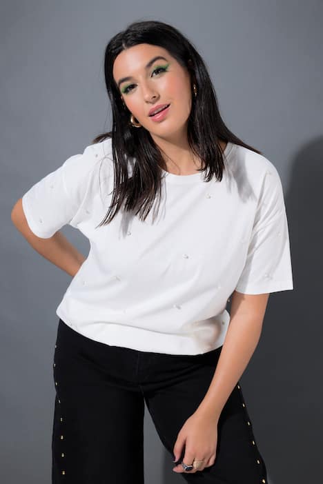 T-Shirt, Zierperlen, Halbarm