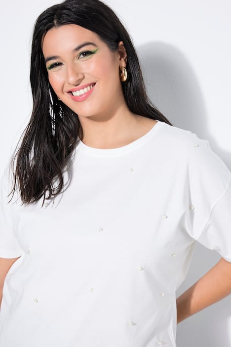 T-Shirt, Zierperlen, Halbarm