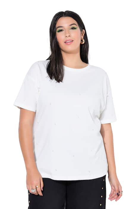 Tričko, ozdobné perly, krátké rukávy