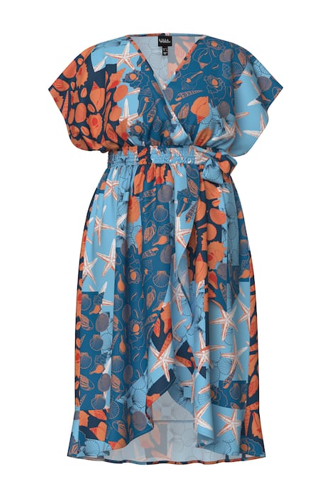 Zavinovací kaftan, námořnické motivy, zavazovací pásek, volán na lemu