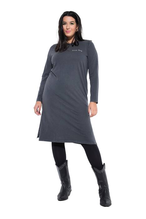 Žerzejové šaty, A střih, midi délka, potisk vpředu a vzadu