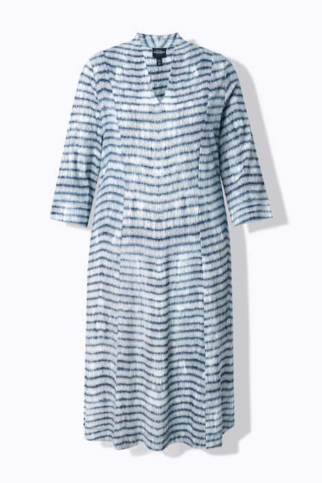 Punto-Midikleid, A-Linie, Kelchkragen, 3/4-Arm, Taschen