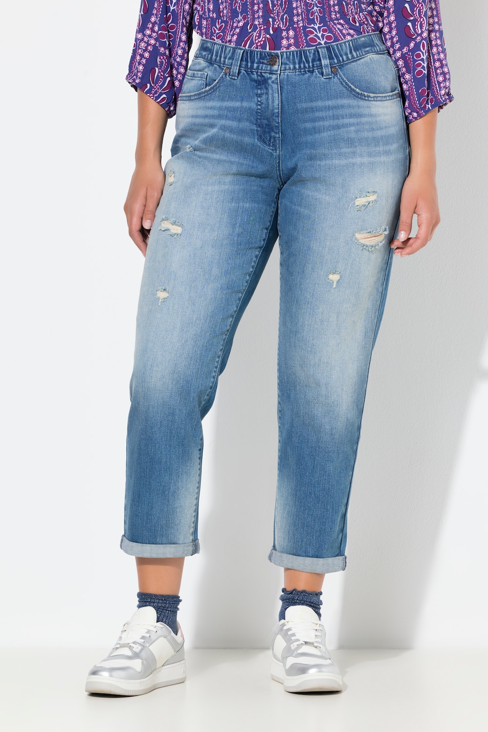 Große Größen Boyfriend-Jeans, Damen, blau, Größe: 50, Baumwolle, Ulla Popken