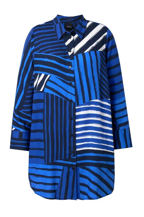 Košilová halenka, pruhy, A střih, límeček, dlouhé rukávy