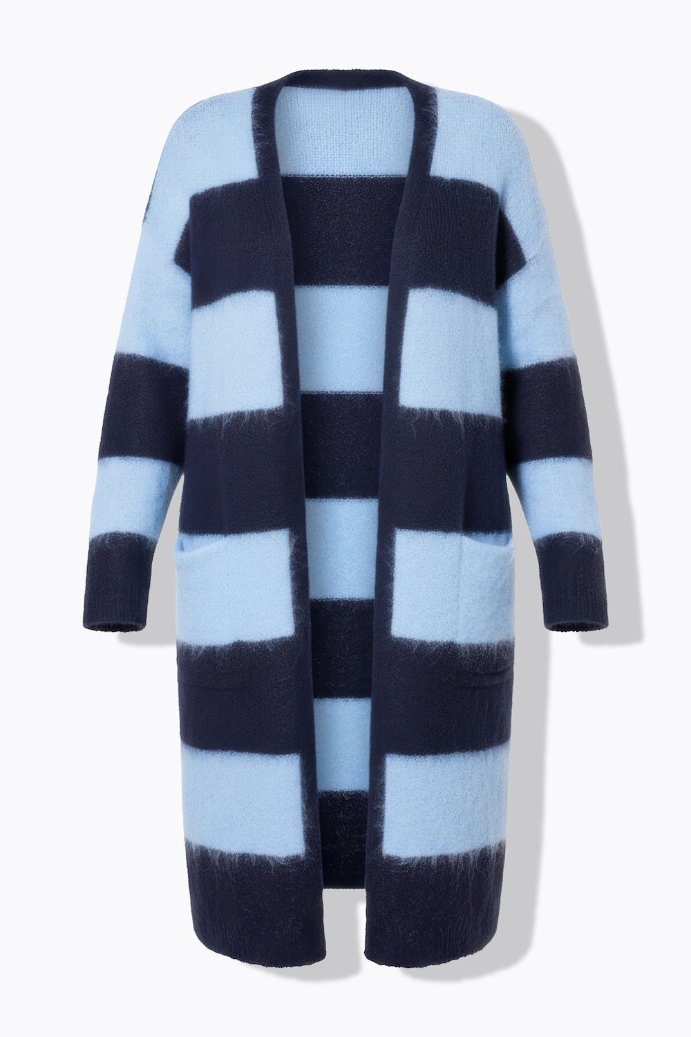Stora storlekar Lång stickad kofta, Dam, blå, storlek: 54/56, Syntetfibrer/Ull/Polyester, Studio Untold