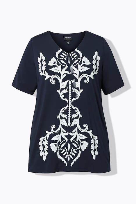 Slinky shirt, met print, A-lijn, V-hals, korte mouwen