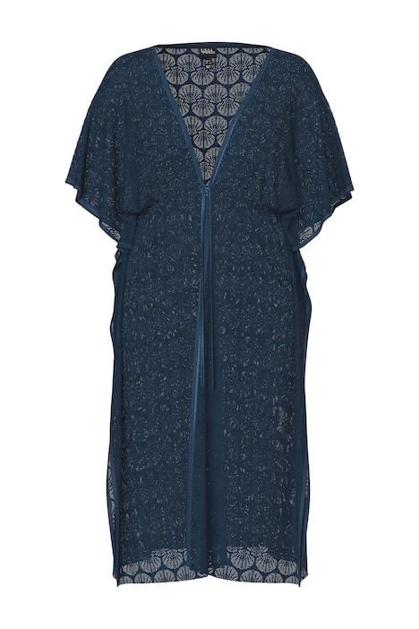 Kaftan, vzor mušlí, V-výstřih, saténová stuha