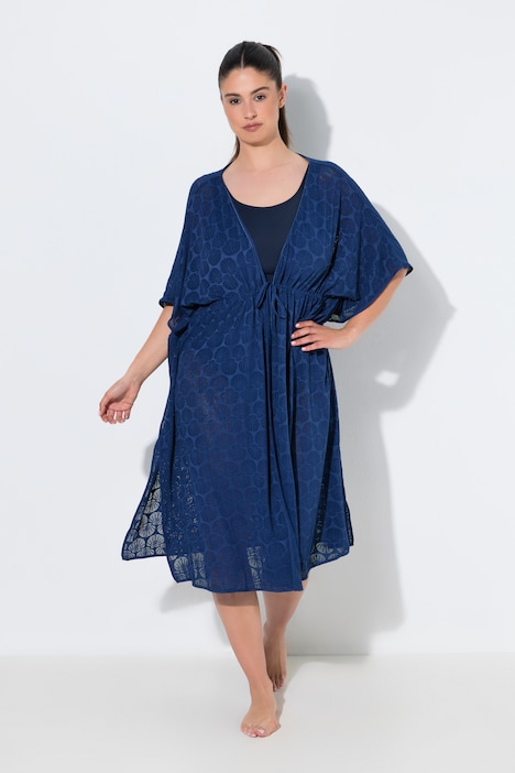 Kaftan, Muscheln, V-Ausschnitt, Satinband