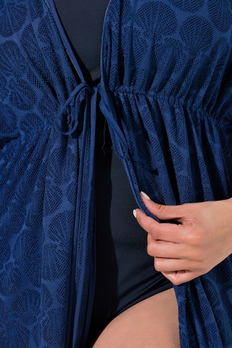 Kaftan, Muscheln, V-Ausschnitt, Satinband