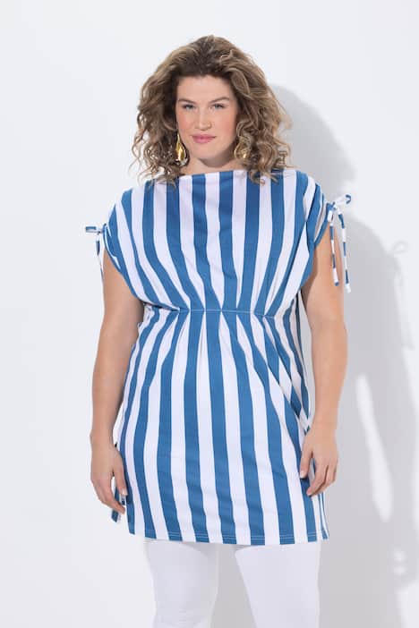 Maglia a tunica senza maniche con righe e scollo a tunica