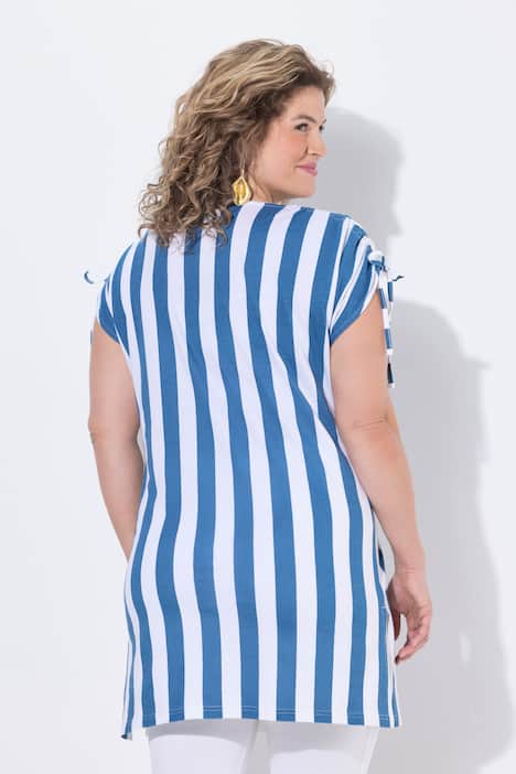 Maglia a tunica senza maniche con righe e scollo a tunica