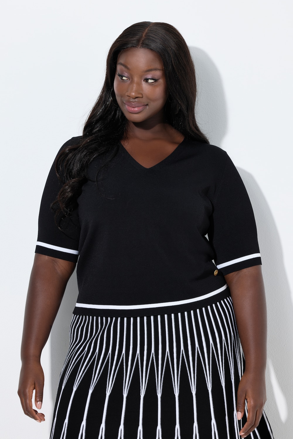 Große Größen Pullover, Damen, schwarz, Größe: 42/44, Viskose/Synthetische Fasern, Ulla Popken