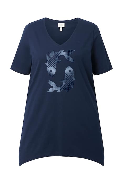 Tričko, rybí motiv, A střih, kulatý výstřih, polo rukávy, bio-bavlna