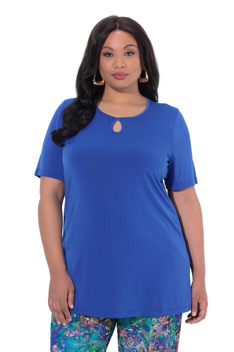 Dlouhé tričko, rozparek, A střih, kulatý výstřih, krátké rukávy