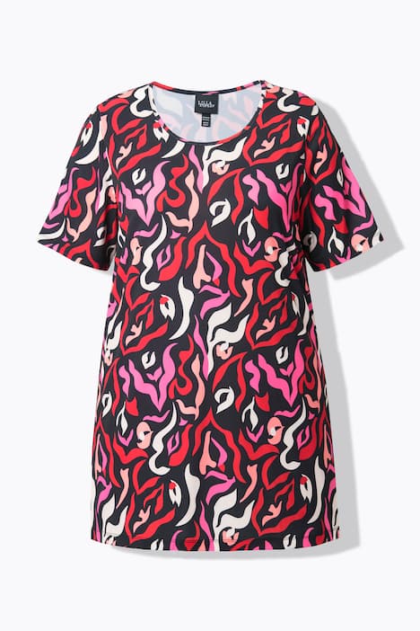 Longshirt, zebramotief, A-lijn, ronde hals, korte mouwen