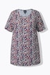 Lang T-shirt, leopardmønster, A-form, rund hals, korte ærmer