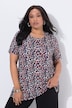 Lang T-shirt, leopardmønster, A-form, rund hals, korte ærmer