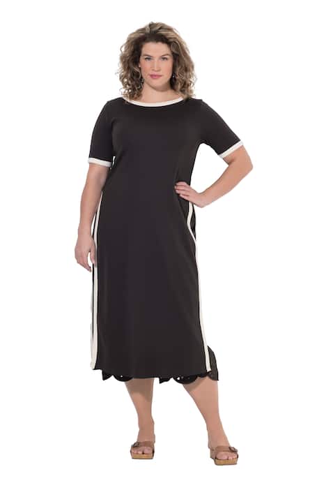 dlouhý top, ozdobné okraje, lodičkový výstřih, bez rukávů