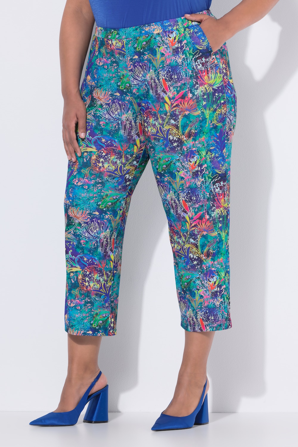 Große Größen 7/8-Jerseyhose, Damen, blau, Größe: 54/56, Polyester, Ulla Popken