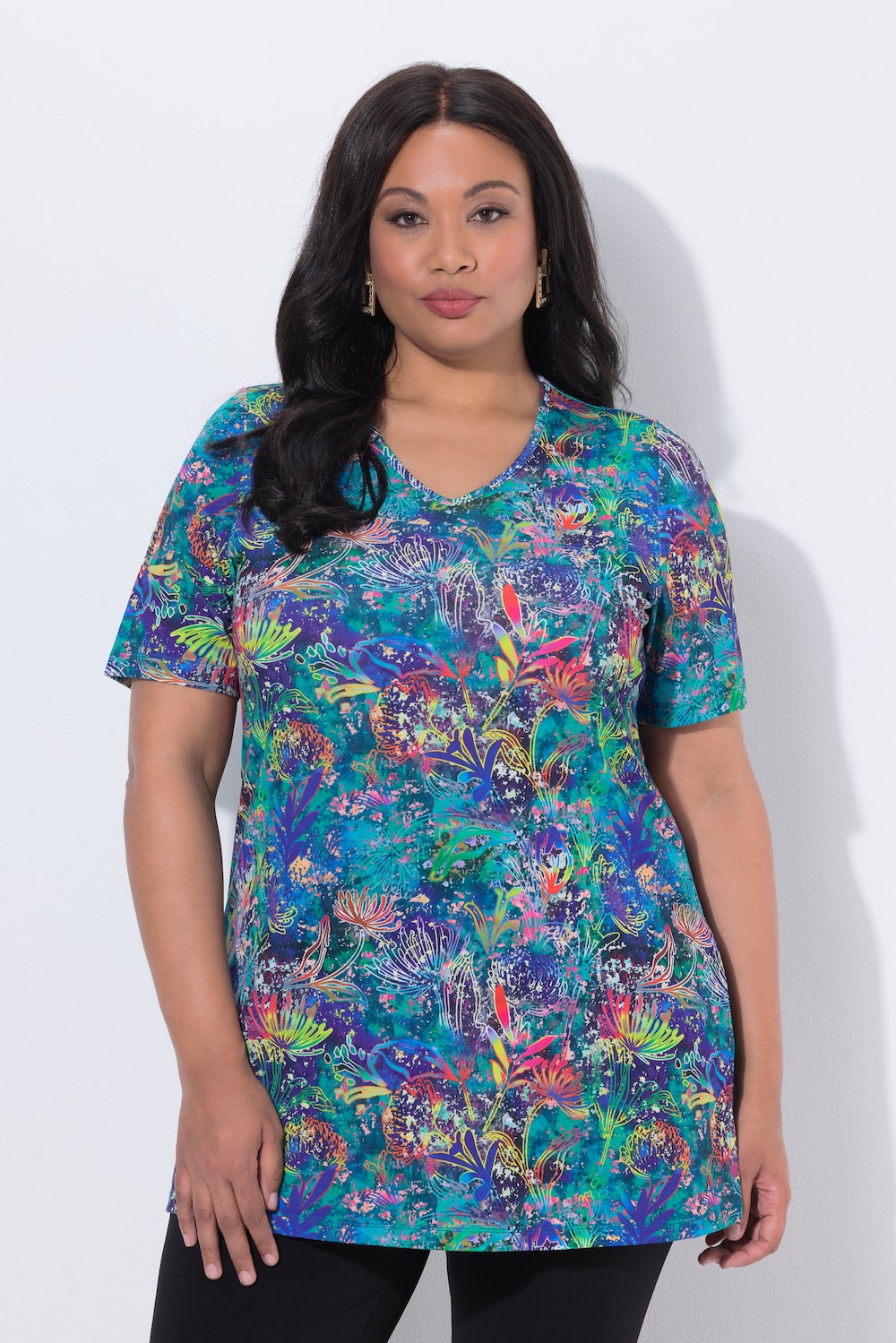 Große Größen Longshirt, Damen, blau, Größe: 46/48, Polyester, Ulla Popken