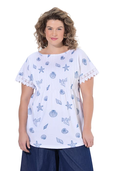 Tunika, sklady, lodičkový výstřih, bez rukávů, bio bavlna