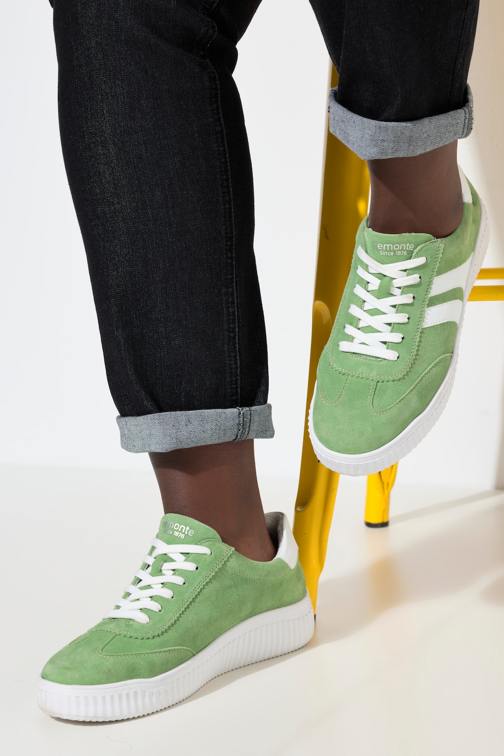 Remonte Leder-Sneaker, Damen, grün, Größe: 40, Sonstige/Leder/Synthetische Fasern, Ulla Popken