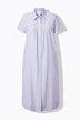 Robe maxi en coton bio rayé, col chemise et manches courtes