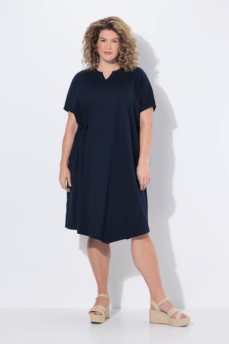 Midikleid, Tunika-Ausschnitt, Halbarm, Biobaumwolle