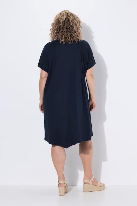 Midikleid, Tunika-Ausschnitt, Halbarm, Biobaumwolle