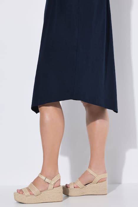 Midikleid, Tunika-Ausschnitt, Halbarm, Biobaumwolle