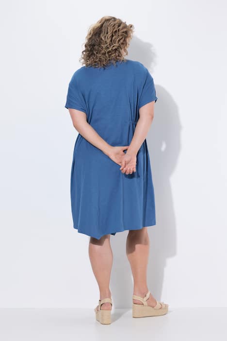 Midikleid, Tunika-Ausschnitt, Halbarm, Biobaumwolle