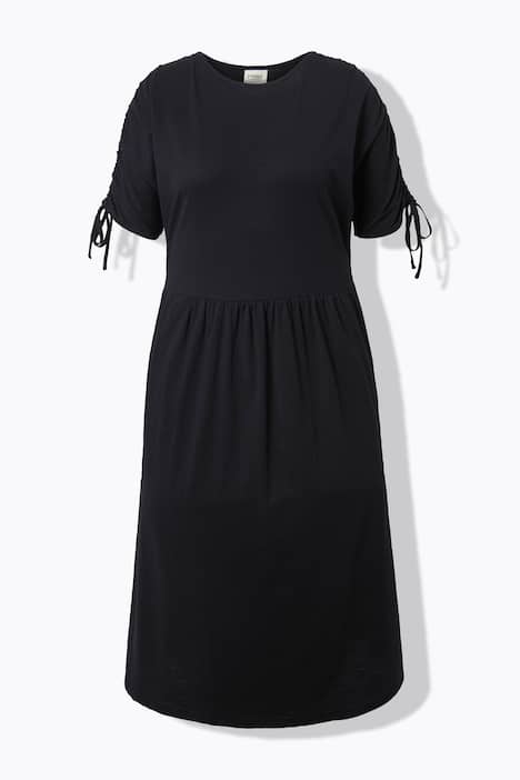 Midikleid, Raffband, Rundhals, ärmellos, Biobaumwolle