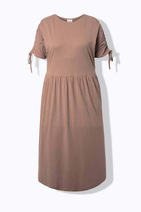 Midikleid, Raffband, Rundhals, ärmellos, Biobaumwolle