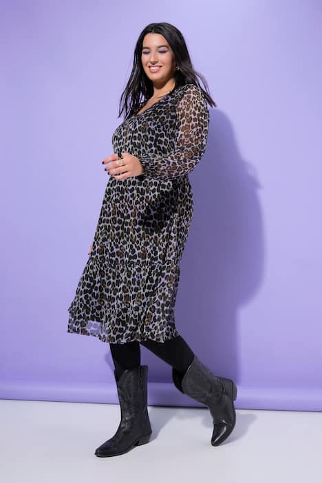 Midikleid, A-Line, doppellagig, Leo, Saumvolant