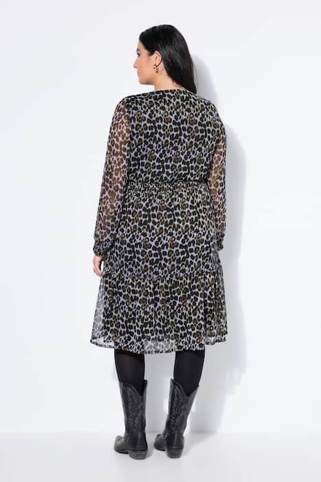 Midikleid, A-Line, doppellagig, Leo, Saumvolant