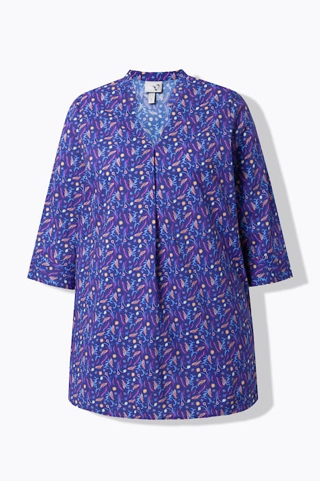 Tuniek, paisley-patroon, V-hals, 3/4-mouwen