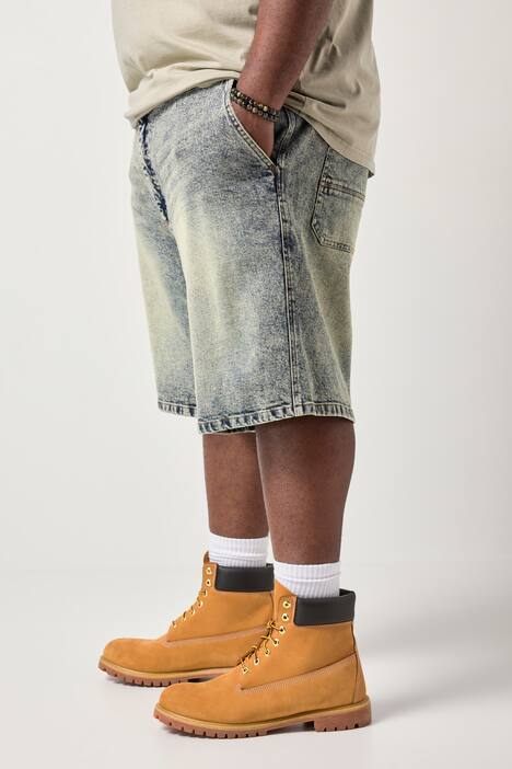 STHUGE Jeans-Bermuda, extra weiter Baggy Fit, Dirty Denim, 5-Pocket, bis 72