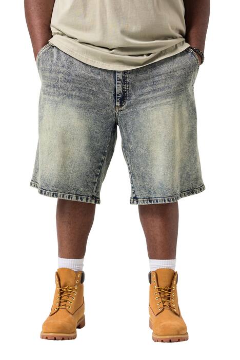 Džínové bermudy STHUGE, extra široký Baggy střih, 5 kapes, do velikosti 72