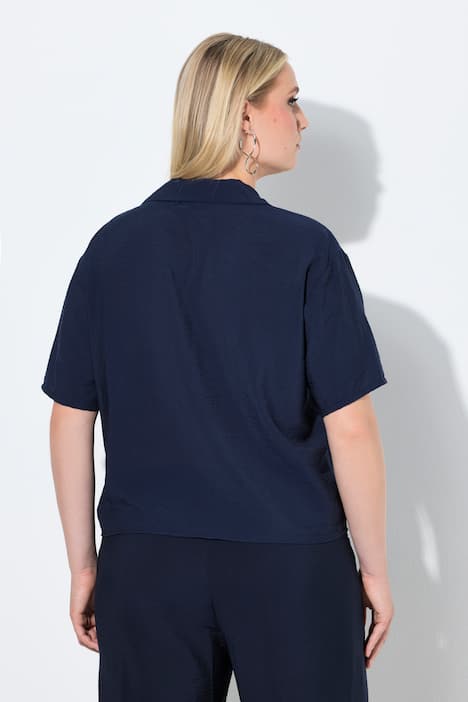 Boxy-Bluse, kurz, Reverskragen, Halbarm