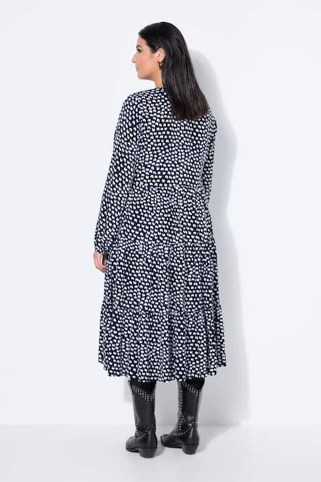 Robe maxi, imprimé noir & blanc, coupe évasée