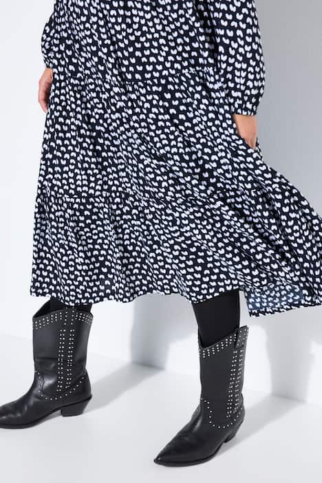 Robe maxi, imprimé noir & blanc, coupe évasée