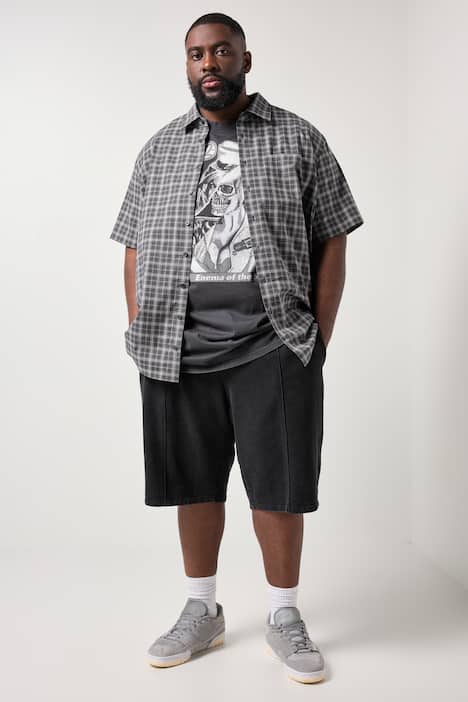 STHUGE Sweat-Bermuda, Biesen, Baggy Fit, Vintage Look, Elastikbund, bis 8 XL