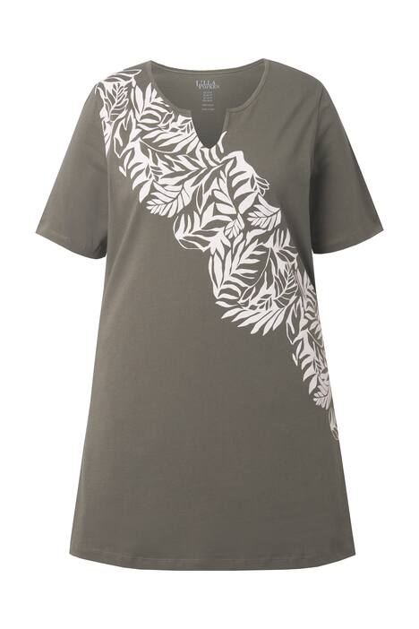 Dlouhé tričko, A střih, tunikový výstřih, krátké rukávy