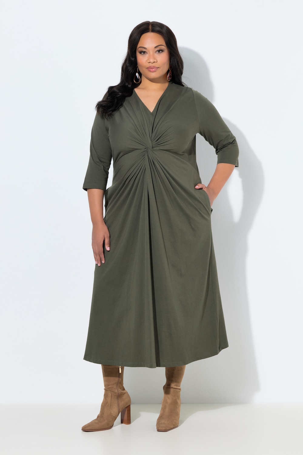 Thumbnail - Große Größen Maxikleid, Damen, braun, Größe: 46/48, Baumwolle, Ulla Popken