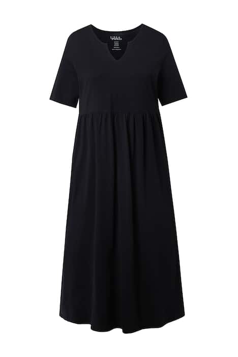 Maxi šaty, A střih, tunikový výstřih, krátké rukávy, kapsy