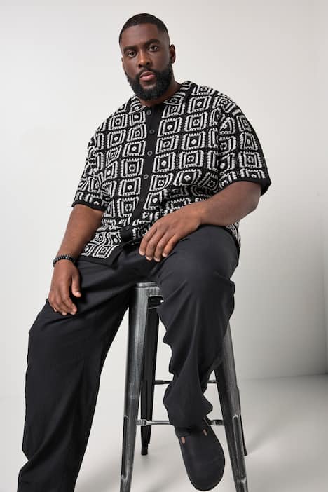 Sweter STHUGE, rękaw 1/2, FLEXLASTIC®, kołnierz kent, do rozm. 8 XL